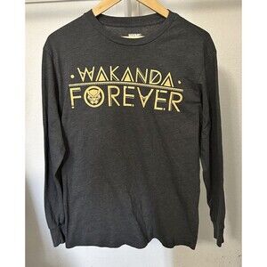 Marvels Black Panther Wakanda Forever Men’s Small Gray Long Sleeve Shirt